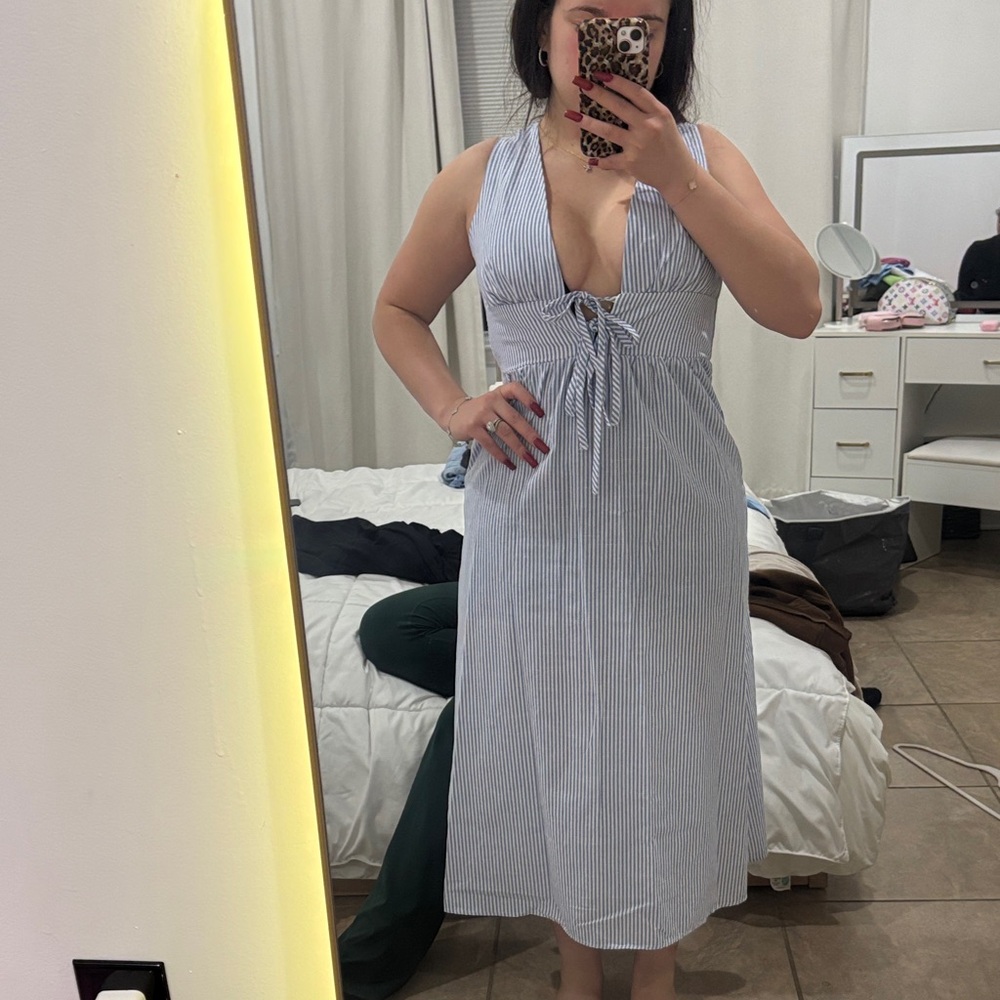 Striped Blue Midi Dress